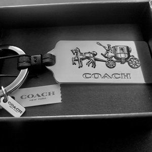 NEW COACH STAGECOACH METAL KEYCHAIN - NWT, SILVER